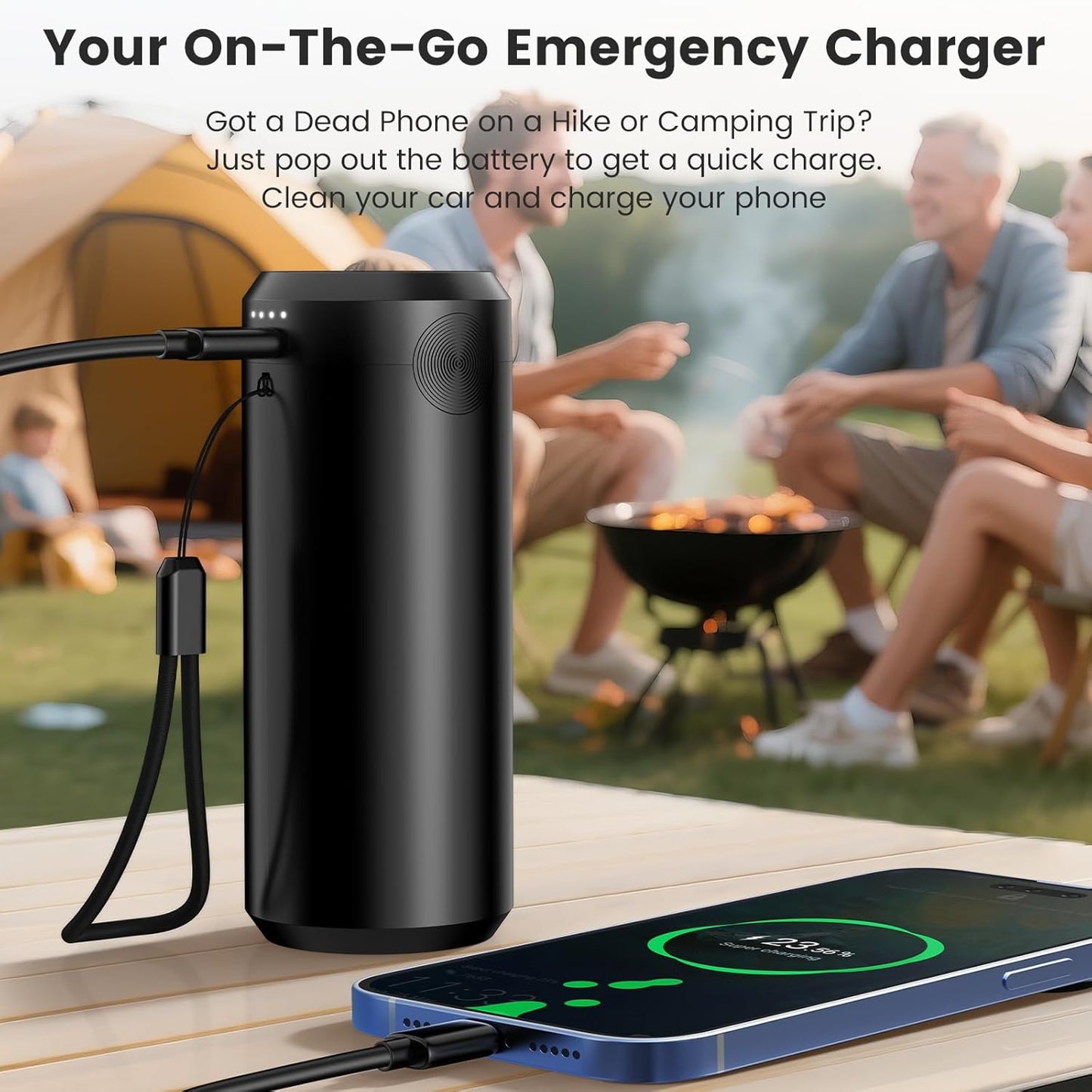Car Vacuum Portable Cordless with Removable Battery , 18000Pa 6-in-1 Mini Vacuum Cleaner and Blower with Brushless Motor, 6000mAh Total Battery Capacity, 35W Power Bank Function, 1 Removable Batteries for Car and Home